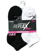 Wholesale - 6pk LADIES WHITE/BLACK CUSHIONED QUARTER SOCKS SIZE 9-11 C/P 36, UPC: 194587535472